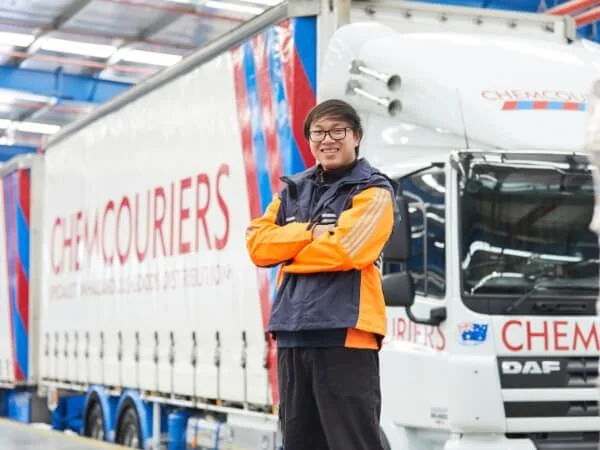 Owner Driver - Chemcouriers - Owner Driver standing in front of truck